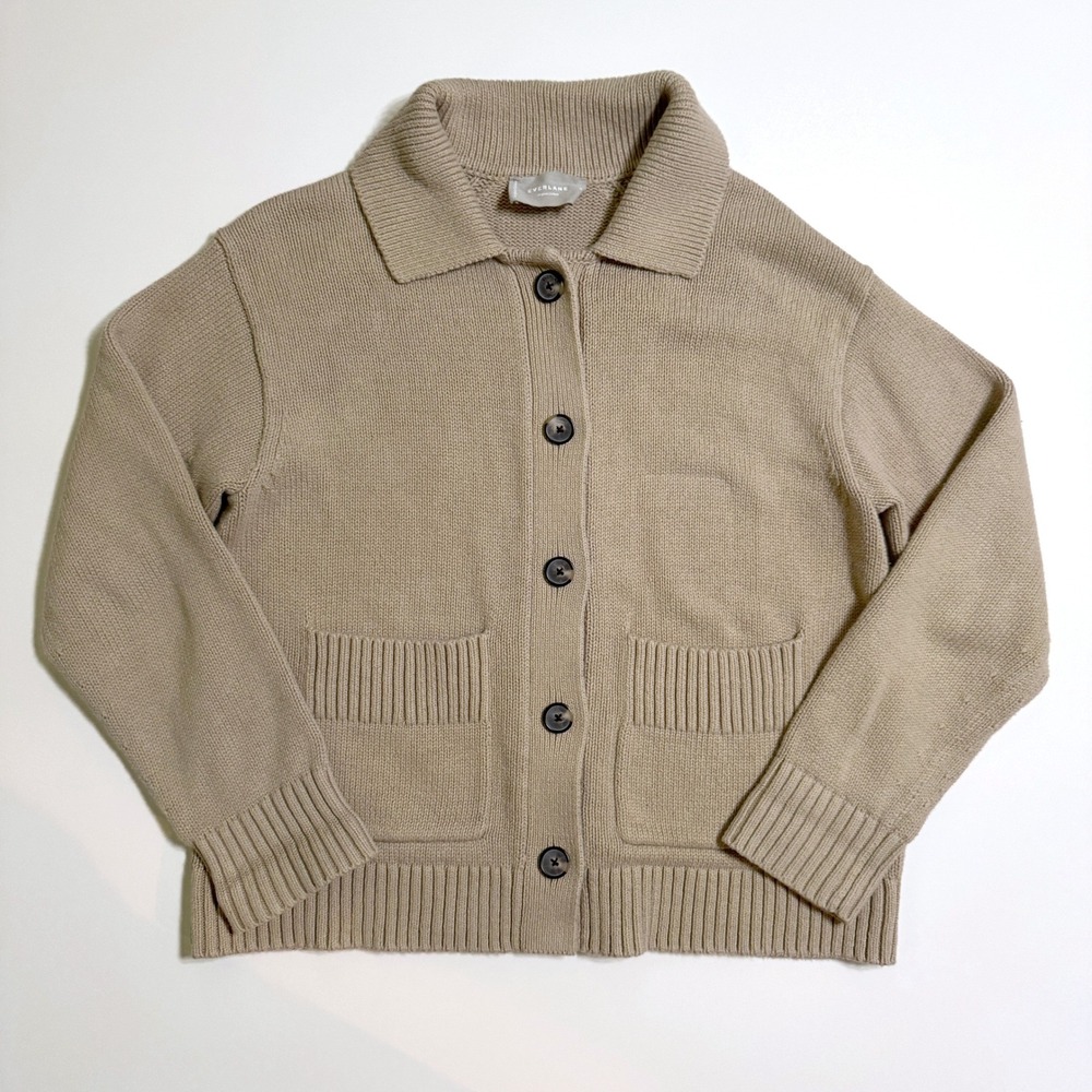 Everlane Cotton Chore Sweater Jacket Cardigan Small Tan Organic Button Front